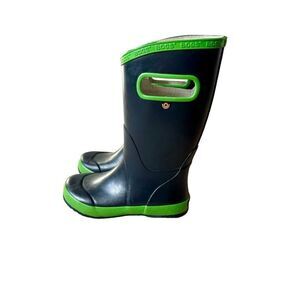 Bogs Youth size 1 Rain Boots Black Green